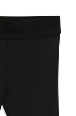 Kids' leggings in stretch jersey with studded logo, Black