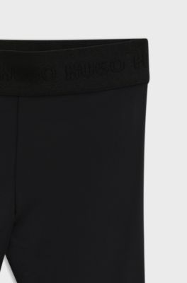 Kids' leggings in stretch jersey with studded logo, Black