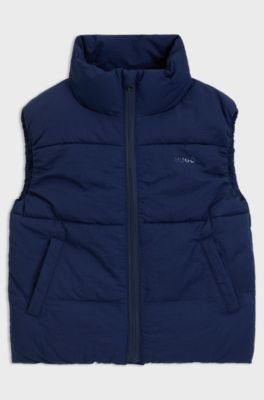 Kids' puffer gilet with logo print, Dark Blue