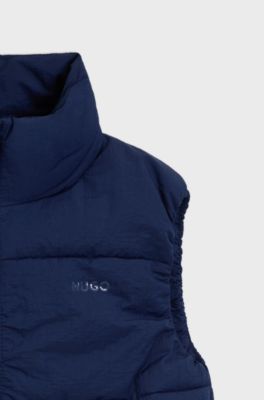 Kids' puffer gilet with logo print, Dark Blue