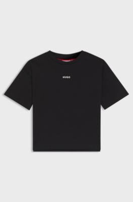 T-shirt en coton &agrave; logo imprim&eacute; pour enfant, Noir