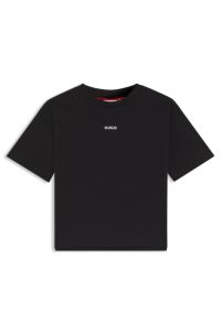 T-shirt en coton à logo imprimé pour enfant, Noir