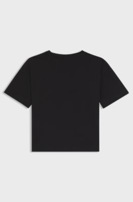 Kids' T-shirt in cotton with logo print, Black