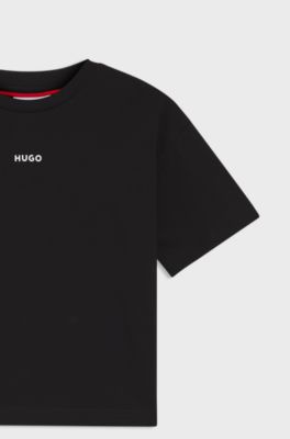 T-shirt en coton &agrave; logo imprim&eacute; pour enfant, Noir