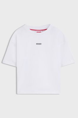 T-shirt til b&oslash;rn i bomuld med logoprint, Hvid