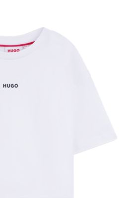 T-shirt per bambini in cotone con logo stampato, Bianco