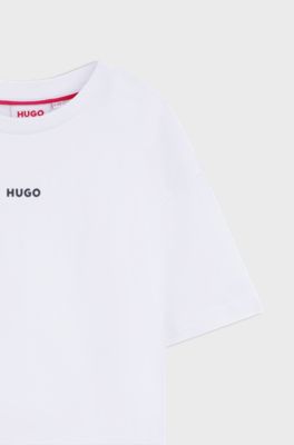 T-shirt til b&oslash;rn i bomuld med logoprint, Hvid