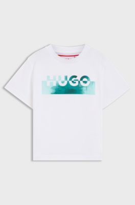 Kids' T-shirt in cotton with split logo, White