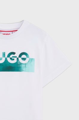 Kids' T-shirt in cotton with split logo, White