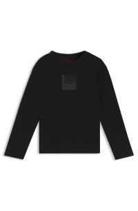 Kids' long-sleeved T-shirt in cotton with split logo, Black