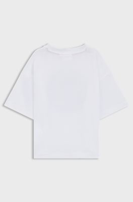 Katoenen T-shirt voor kinderen met boks-artwork, Wit