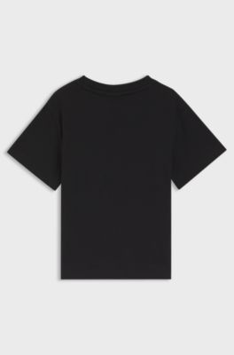 Kids' T-shirt in cotton with zipped ripstop pocket, Black