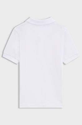 Kids' stretch-cotton polo shirt with split logo, White