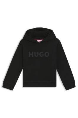 Kids' cotton-blend hoodie with logo print, Black
