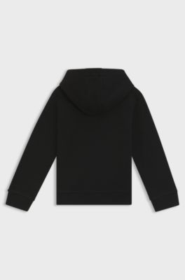 Felpa con cappuccio per bambini in misto cotone con logo stampato, Nero
