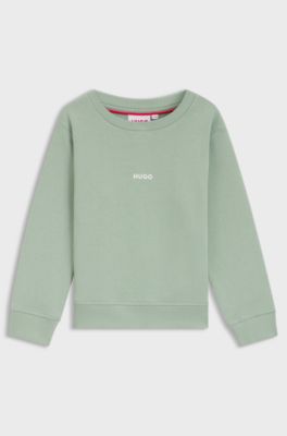 Kids' sweatshirt in cotton-blend fleece with logo print, Blue