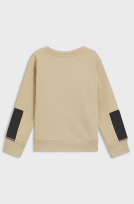 Fleece kindersweatshirt van katoenmix met ripstopdetails, Kaki