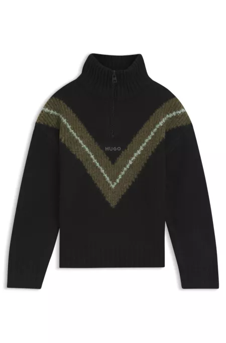 Pull à patte zippée et motif chevrons pour enfant