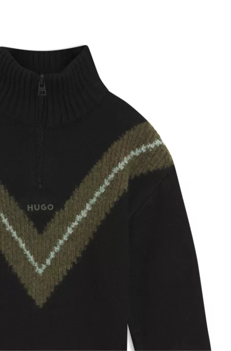 Pull à patte zippée et motif chevrons pour enfant