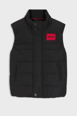 Kids-Steppweste mit Logo-Print, Schwarz