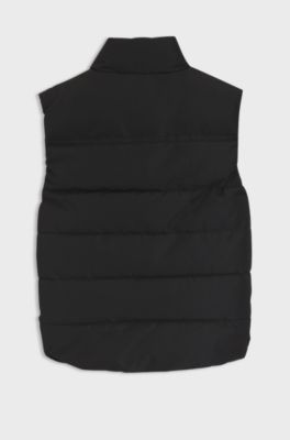 Gilet imbottito per bambini con logo stampato, Nero