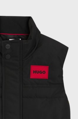 Kids-Steppweste mit Logo-Print, Schwarz