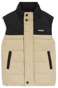 Kids' padded gilet with logo print, Khaki