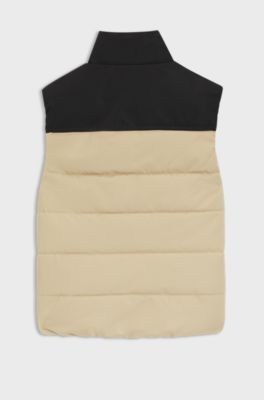 Kids' padded gilet with logo print, Khaki