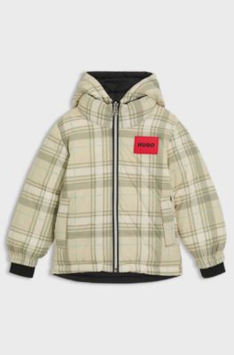 Kids' reversible jacket with logo badges, Beige