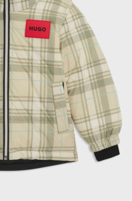 Kids' reversible jacket with logo badges, Beige