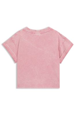 Kids' T-shirt in cotton with split logo, Pink