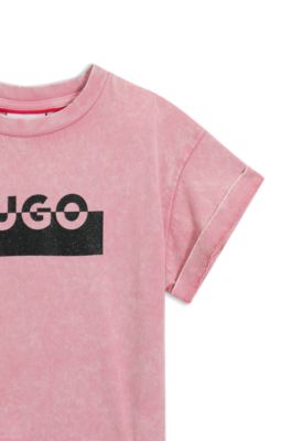 Kids' T-shirt in cotton with split logo, Pink