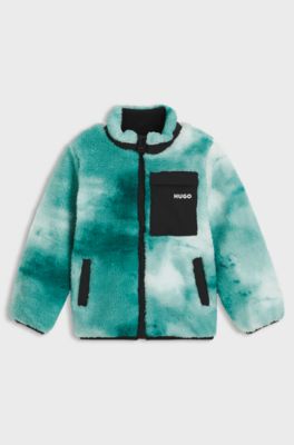 Kids' jacket in faux shearling with ripstop pocket, Blue