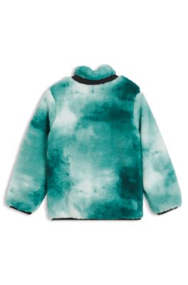 Kids' jacket in faux shearling with ripstop pocket, Blue