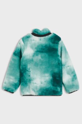 Kids' jacket in faux shearling with ripstop pocket, Blue