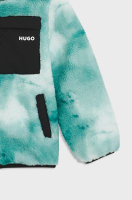 Kids-Jacke aus Shearling-Imitat mit Ripstop-Tasche, Blau