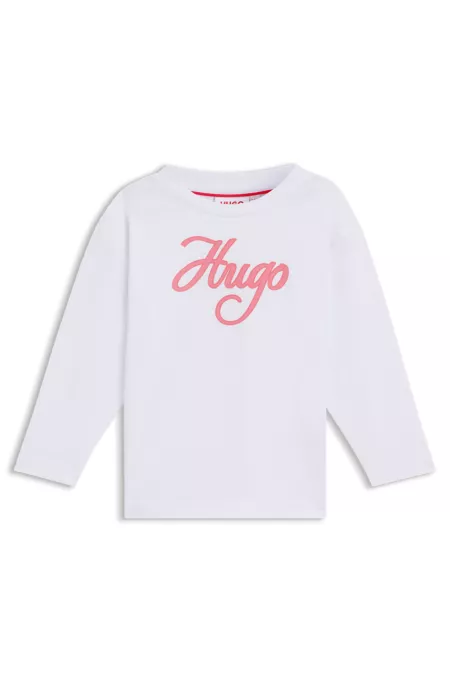 Camiseta de manga larga para niños en algodón con logo de purpurina