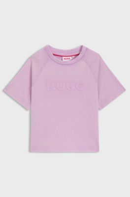 Katoenen T-shirt voor kinderen met logo op de borst, Lila