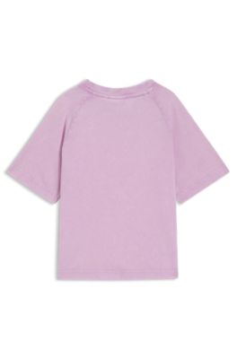 Kids' T-shirt in cotton with chest logo, Purple