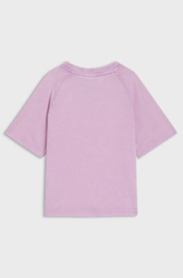 T-shirt en coton &agrave; logo sur la poitrine pour enfant, Lilas