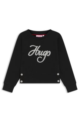 Kids' sweatshirt in cotton-blend fleece with script logo, Black