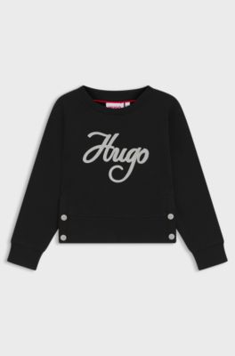 Kids-Sweatshirt aus Fleece aus Baumwoll-Mix mit Script-Logo, Schwarz