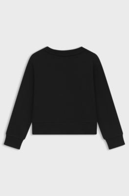 Kids' sweatshirt in cotton-blend fleece with script logo, Black