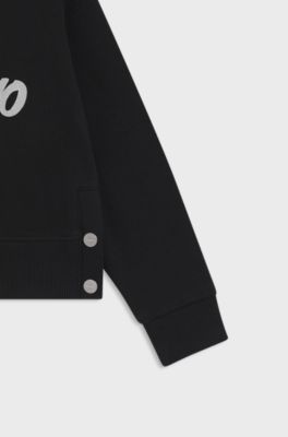 Kids' sweatshirt in cotton-blend fleece with script logo, Black