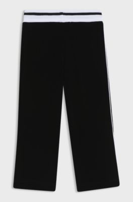 Pantaloni della tuta per bambini in velluto elasticizzato a coste a righe, Nero