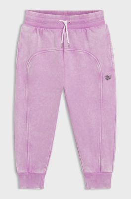 Pantaloni della tuta per bambini in misto cotone con logo scomposto, Lilla