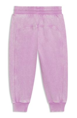 Kids' cotton-blend tracksuit bottoms with stacked logo, Purple