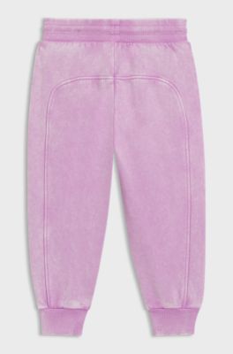 Kids' cotton-blend tracksuit bottoms with stacked logo, Purple