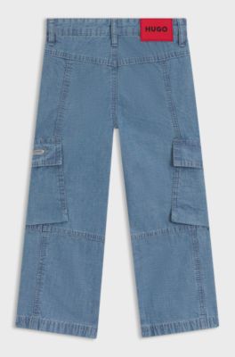 Jeans cargo per bambini in cotone blu, A disegni