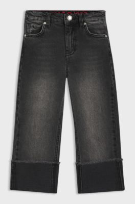 Kids' relaxed-fit jeans with deep cuffs, Patterned
